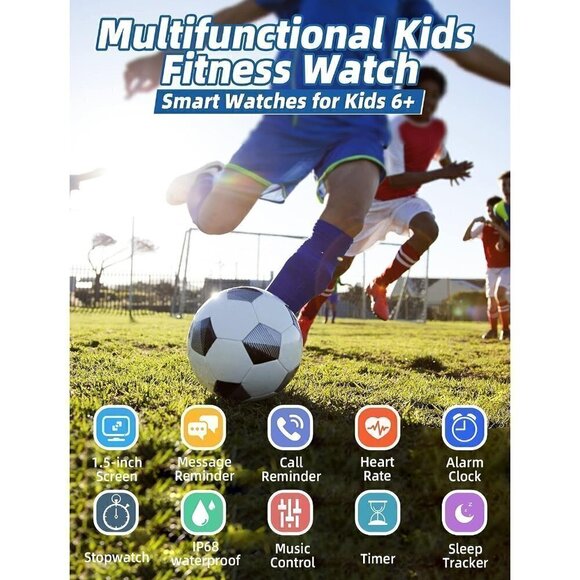 Kids Smart Watch ip68 Waterproof Fitness Tracker Watch Gift For Teens-  Blue - Picture 2 of 16